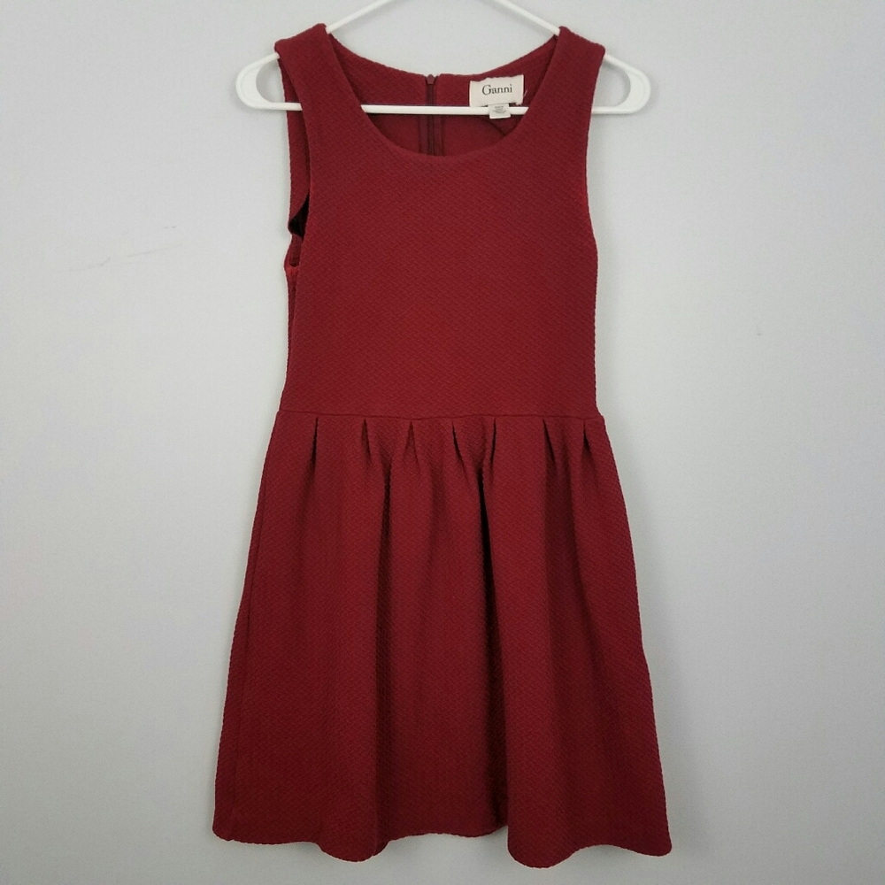 Ganni anthropologie deep red dress size S